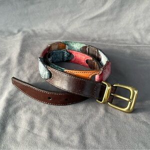 Fossil Multicolor Leather Belt with Gold Buckle